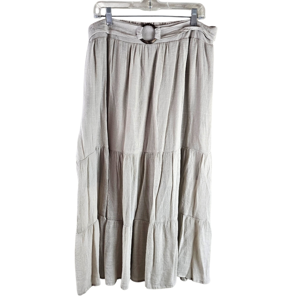 Boho Cottagecore Tiered Maxi Skirt In L